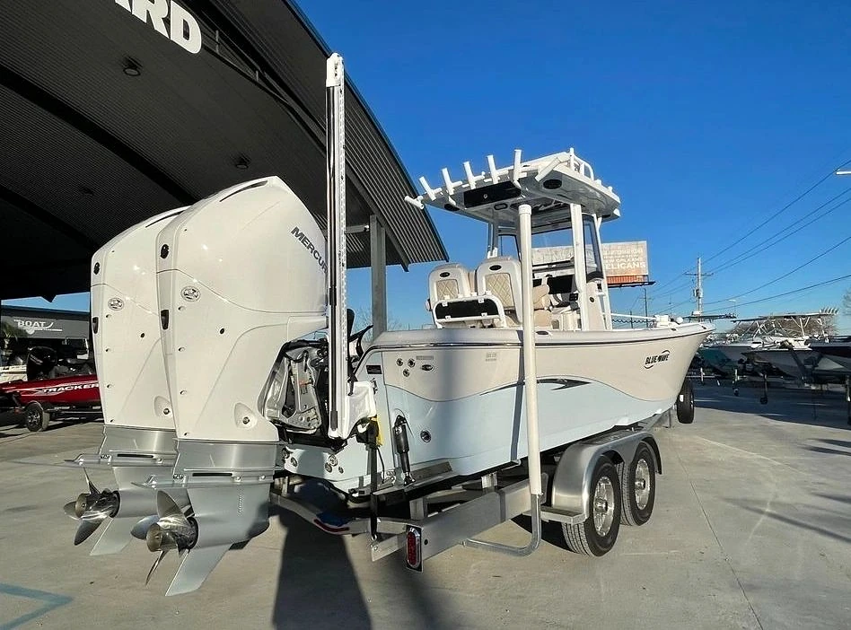 Embarcación de pesca deportiva en almacenamiento en seco