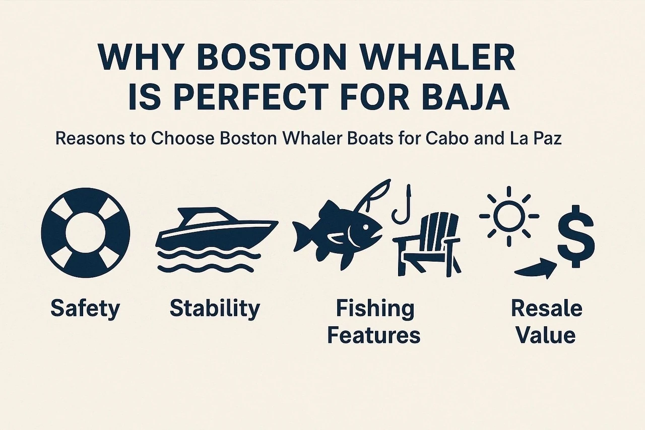 Infografía de características náuticas de Boston Whaler