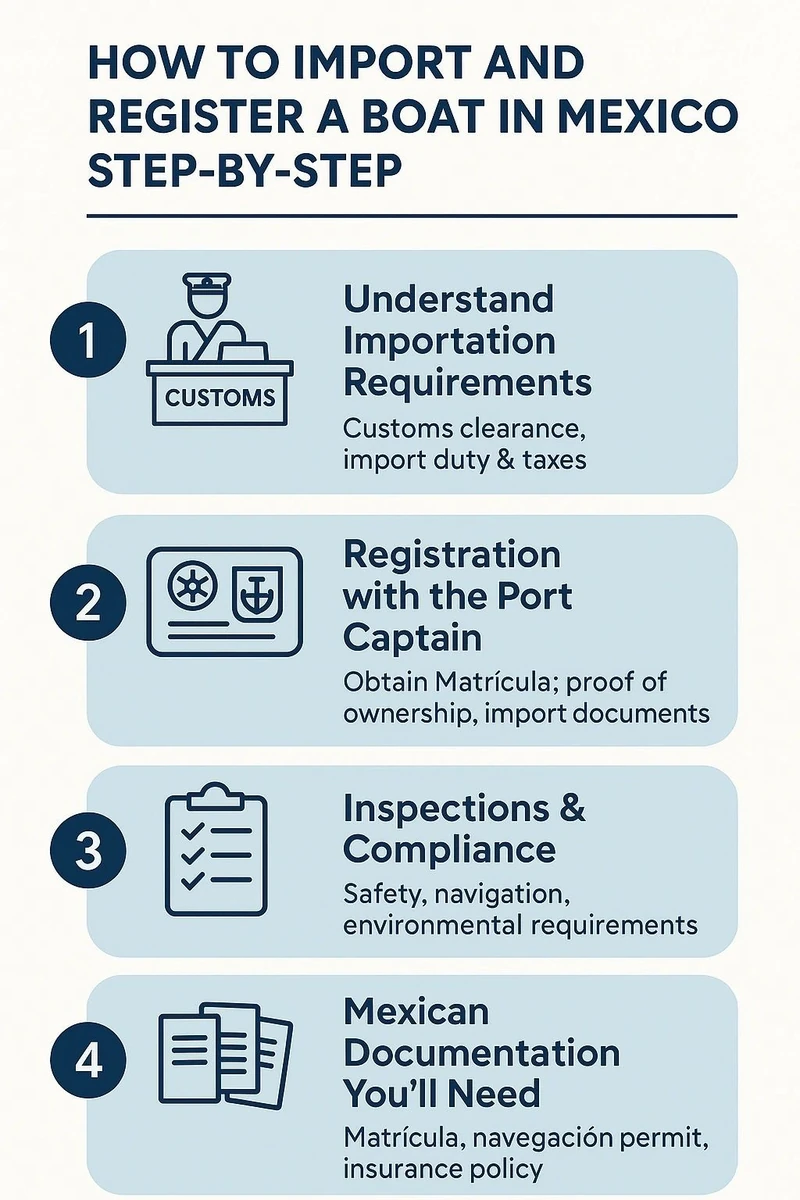 Boat import and registration infographic Boat import and registration infographic