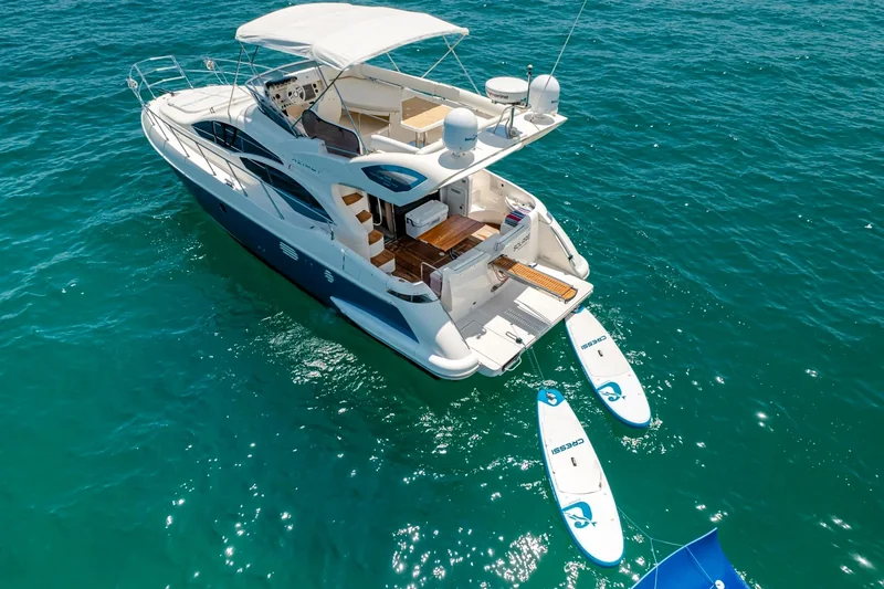 Motor yacht with an extended swim platform Motor yacht with an extended swim platform