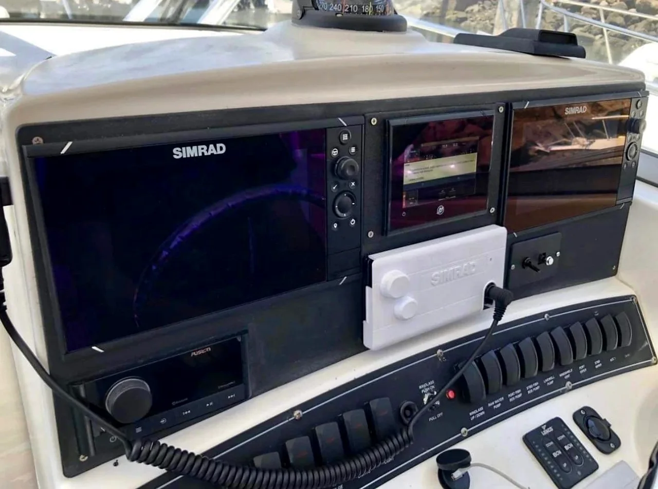 Boat helm with navigation and engine controls