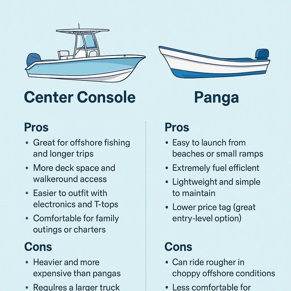 Tabla comparativa de embarcaciones de consola central y pangas