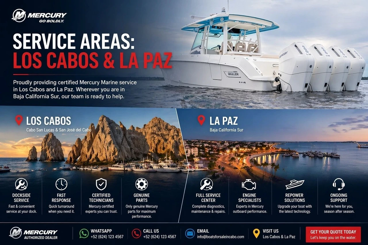 Gráfico de las zonas de servicio para embarcaciones en Los Cabos y La Paz