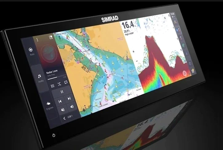 Marine navigation display showing a chart Marine navigation display showing a chart